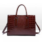 Large Capacity Crocodile Patent Leather Handbag-dione couture20260421-Calm Wears-Brown-Calm Wears
