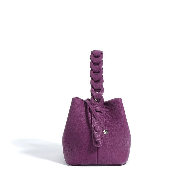 Women's Mini Bucket Bag with Braided Top Handle