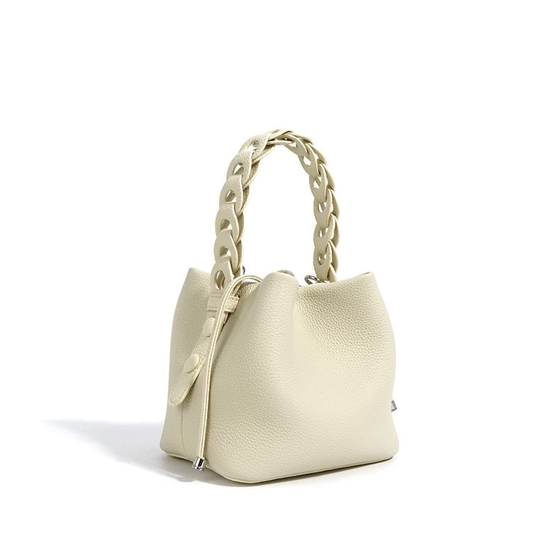Women's Mini Bucket Bag with Braided Top Handle