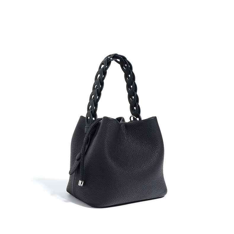 Women's Mini Bucket Bag with Braided Top Handle