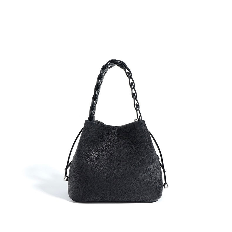 Women's Mini Bucket Bag with Braided Top Handle-mayfair ellis20260422-Calm Wears-Black-Calm Wears