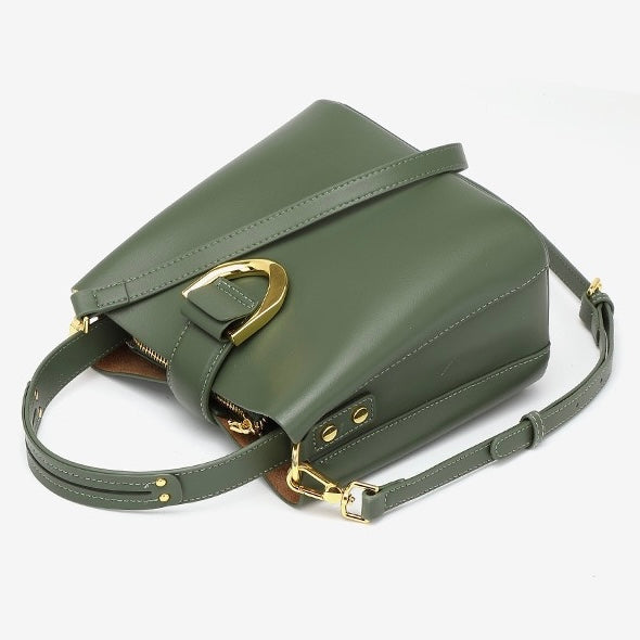 Bucket Bag with Gold D Ring and Crossbody Strap-mayfair ellis20260422-Calm Wears-Mustard green-Calm Wears