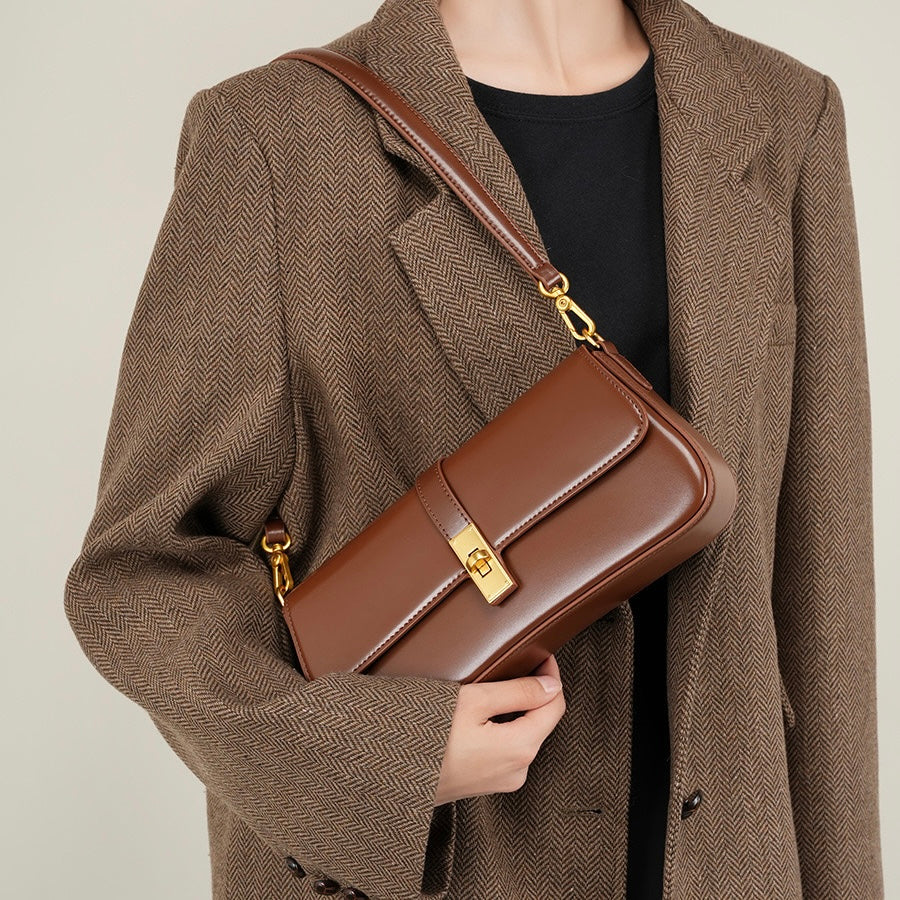Ladies Baguette Bag with gold twist closure-mayfair ellis20260422-Calm Wears-Braun-Calm Wears
