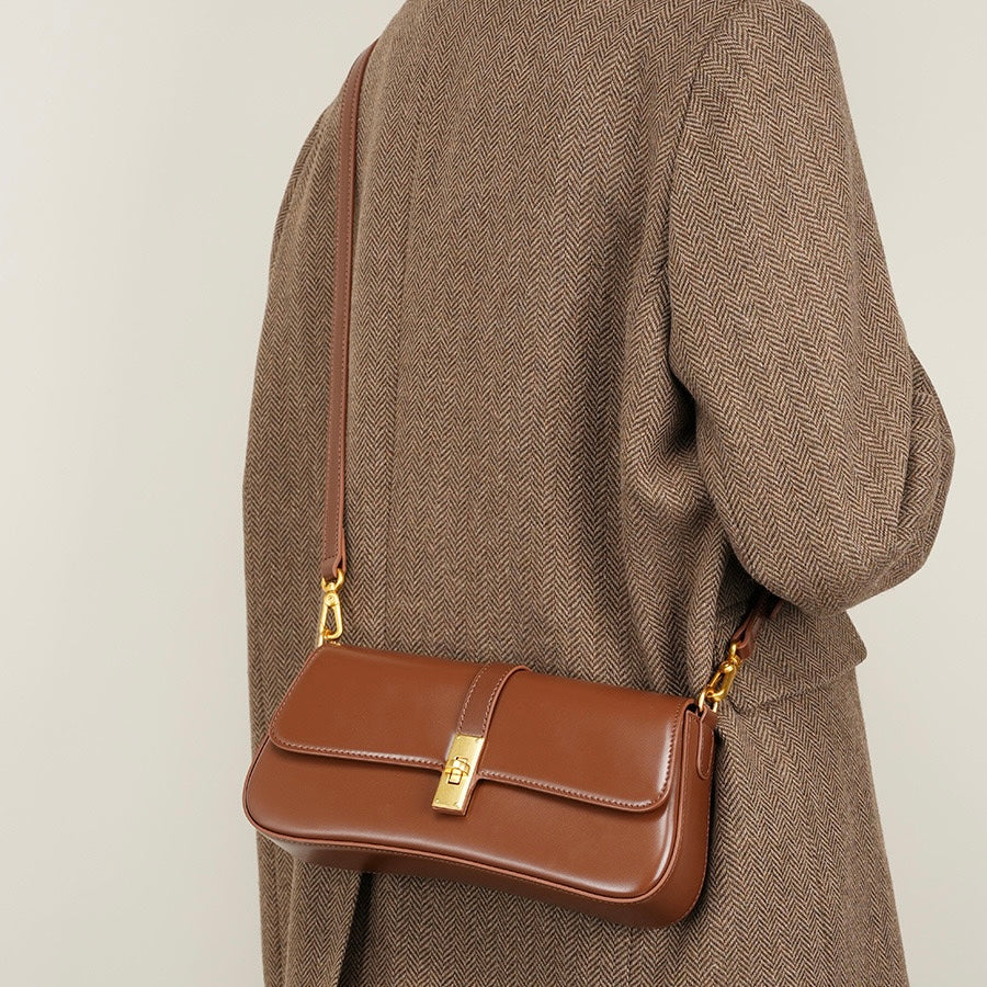 Ladies Baguette Bag with gold twist closure-mayfair ellis20260422-Calm Wears-Braun-Calm Wears