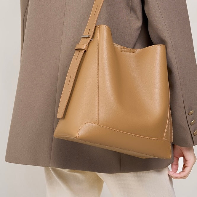 Women's Bucket Bag, Shoulder Bag with Inner Zipper Pocket-mayfair ellis20260422-Calm Wears-Braun-Calm Wears