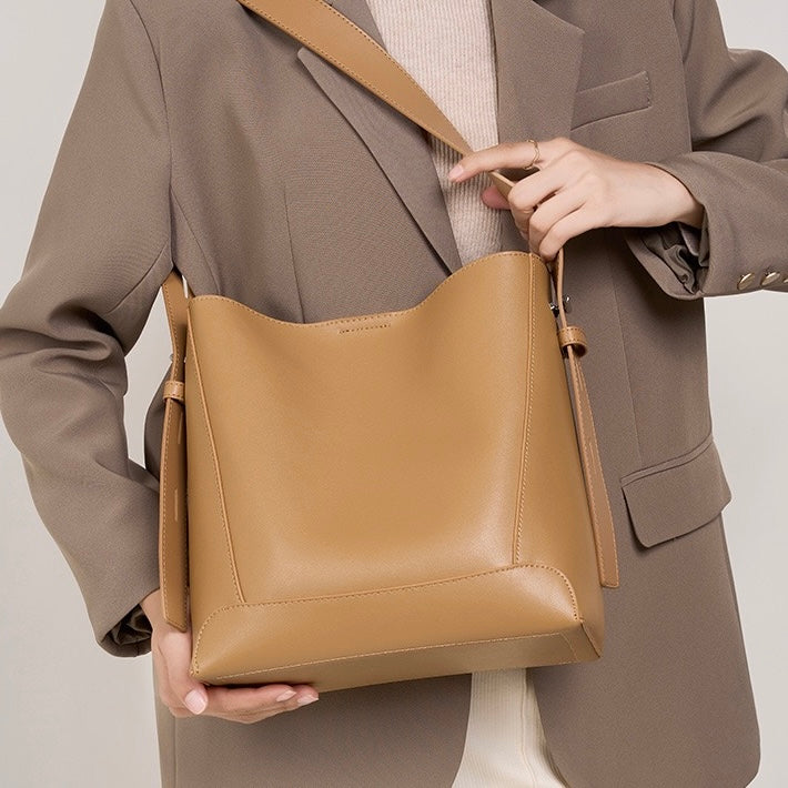 Women's Bucket Bag, Shoulder Bag with Inner Zipper Pocket-mayfair ellis20260422-Calm Wears-Braun-Calm Wears