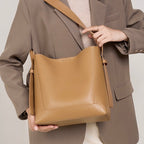 Women's Bucket Bag, Shoulder Bag with Inner Zipper Pocket-mayfair ellis20260422-Calm Wears-Braun-Calm Wears