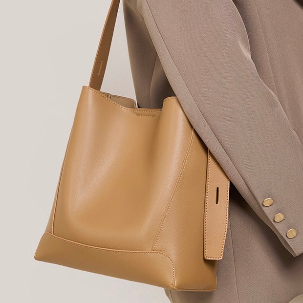 Women's Bucket Bag, Shoulder Bag with Inner Zipper Pocket-mayfair ellis20260422-Calm Wears-Braun-Calm Wears