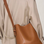 Women's Bucket Bag, Shoulder Bag with Inner Zipper Pocket-mayfair ellis20260422-Calm Wears-Braun-Calm Wears