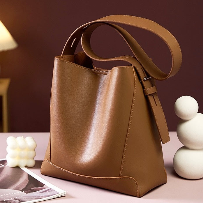 Women's Bucket Bag, Shoulder Bag with Inner Zipper Pocket-mayfair ellis20260422-Calm Wears-Braun-Calm Wears