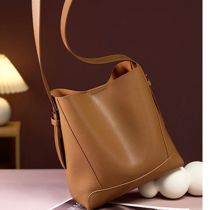 Women's Bucket Bag, Shoulder Bag with Inner Zipper Pocket-mayfair ellis20260422-Calm Wears-Braun-Calm Wears
