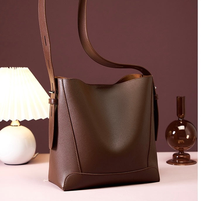 Women's Bucket Bag, Shoulder Bag with Inner Zipper Pocket-mayfair ellis20260422-Calm Wears-Braun-Calm Wears
