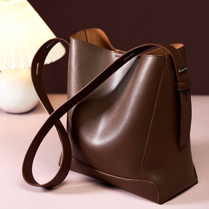 Women's Bucket Bag, Shoulder Bag with Inner Zipper Pocket-mayfair ellis20260422-Calm Wears-Braun-Calm Wears