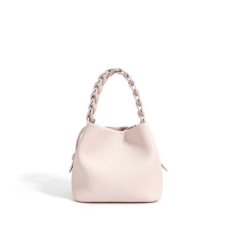 Women's Mini Bucket Bag with Braided Top Handle