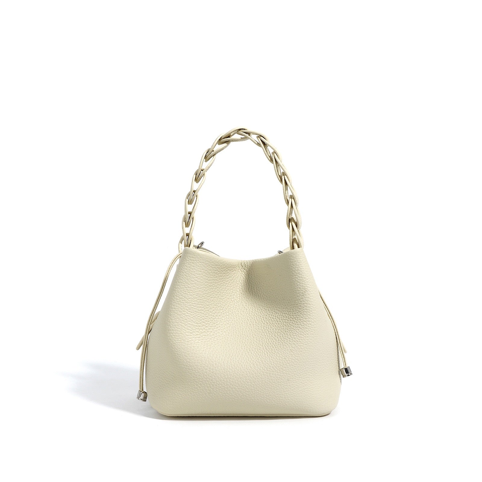 Women's Mini Bucket Bag with Braided Top Handle-mayfair ellis20260422-Calm Wears-Creamy White-Calm Wears