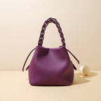 Women's Mini Bucket Bag with Braided Top Handle