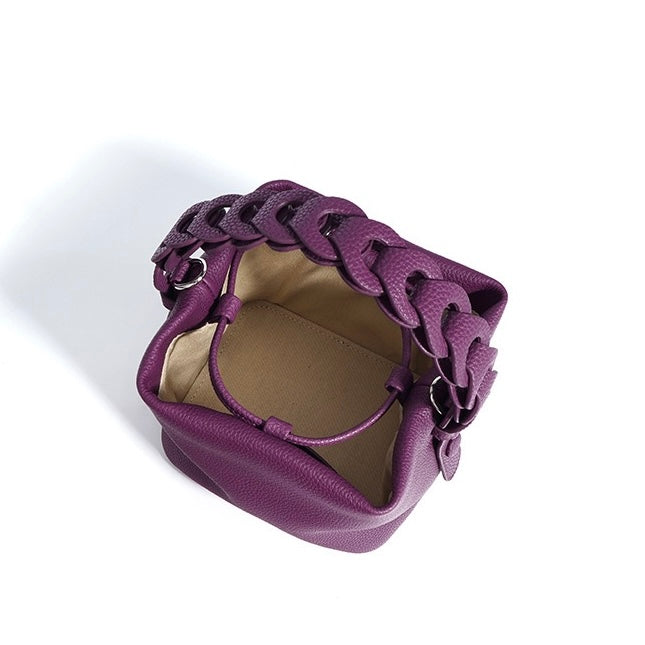 Women's Mini Bucket Bag with Braided Top Handle