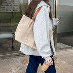 Large vegan leather tote bag, work shoulder bag-mayfair ellis20260422-Calm Wears-Beige-Calm Wears