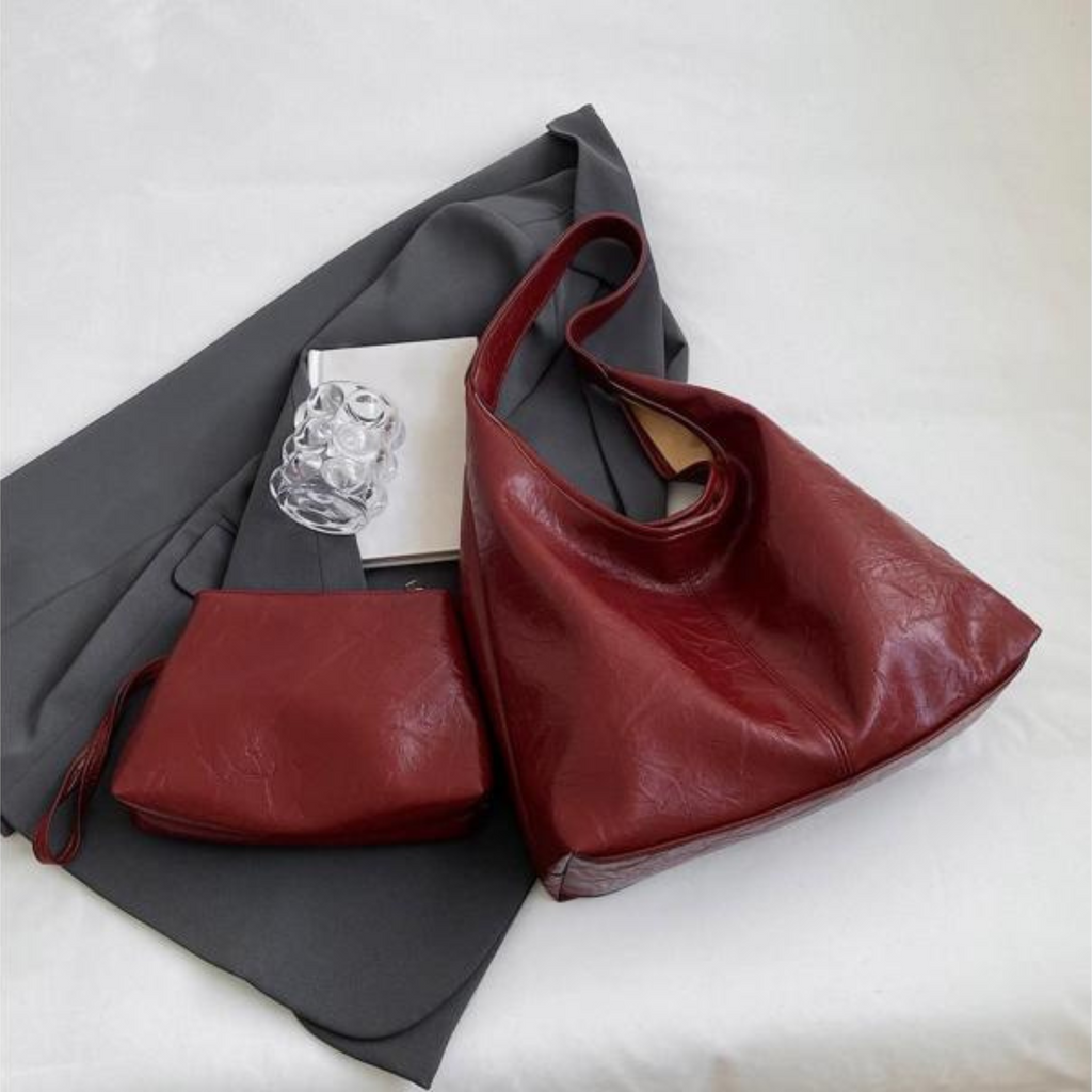 Large Faux Leather Shoulder Bag Women's Handbag