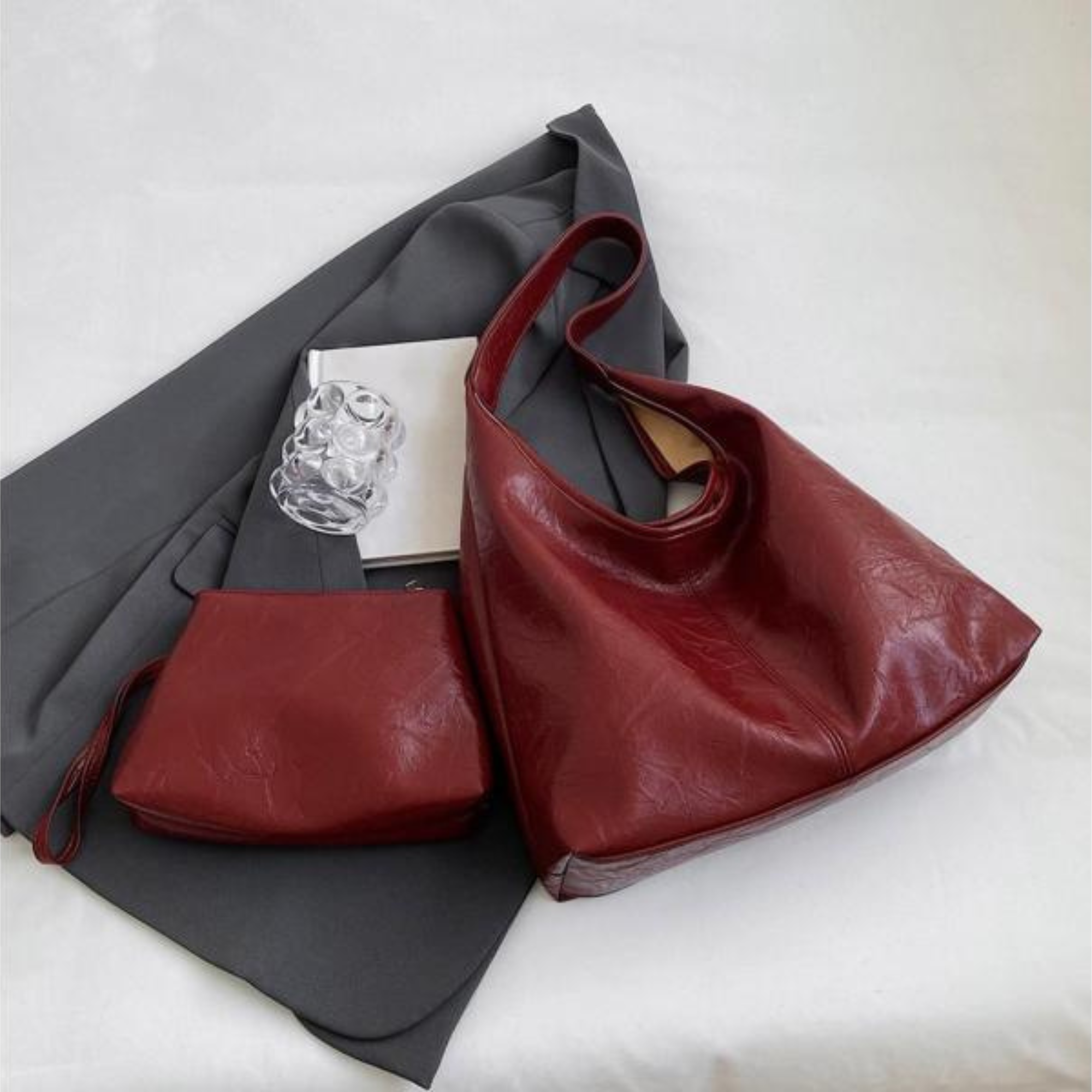 Large Faux Leather Shoulder Bag Women's Handbag
