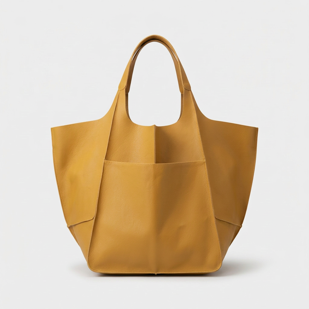 Oversized Leather Tote Bag, Large Shoulder Bag-mayfair ellis20260422-Calm Wears-Yellow-Calm Wears