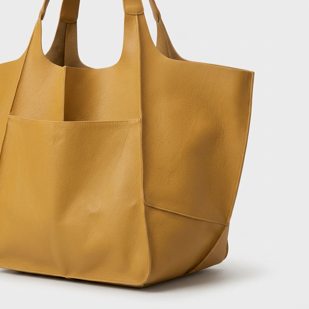 Oversized Leather Tote Bag, Large Shoulder Bag-mayfair ellis20260422-Calm Wears-Yellow-Calm Wears