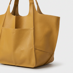 Oversized Leather Tote Bag, Large Shoulder Bag-mayfair ellis20260422-Calm Wears-Yellow-Calm Wears
