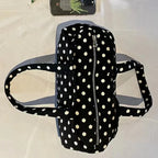 Mini Duffle Bag with Polka Dot Pattern-maya mode20260422-Calm Wears-Black/White-35cm x 17cm x 17cm-Calm Wears