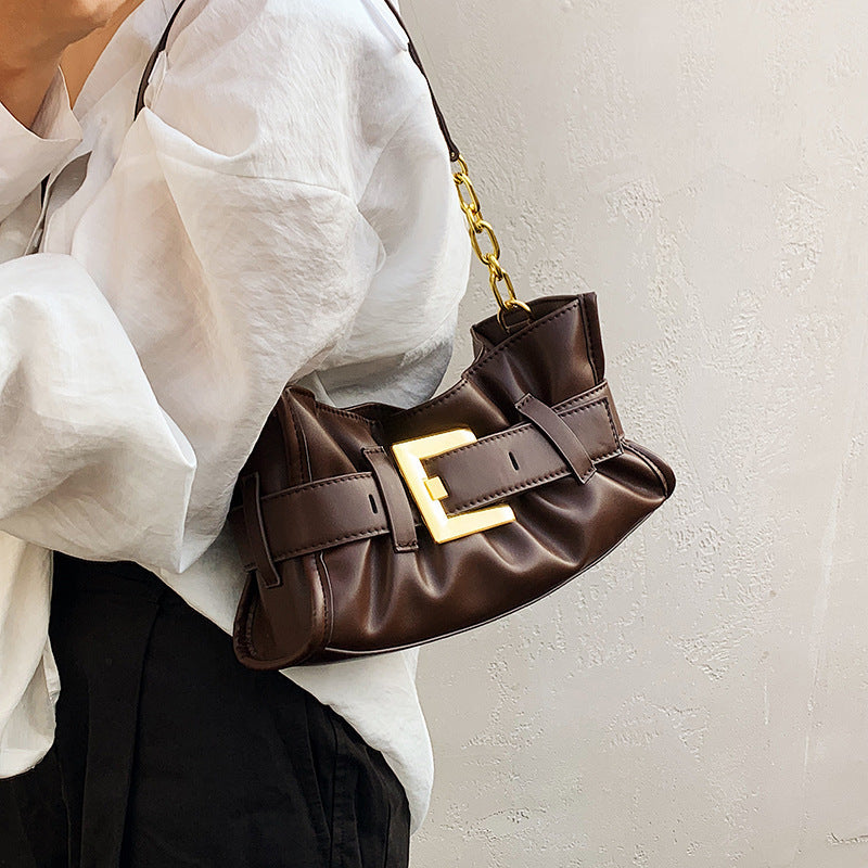 Women's crossbody bag with elegant chain accent and soft upper material-https://detail.1688.com/offer/989331176390.html-Calm Wears-Black-nothing-Calm Wears