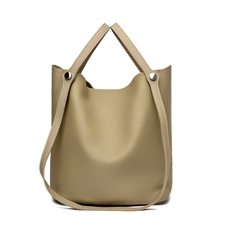 Casual Leather Bucket Bag