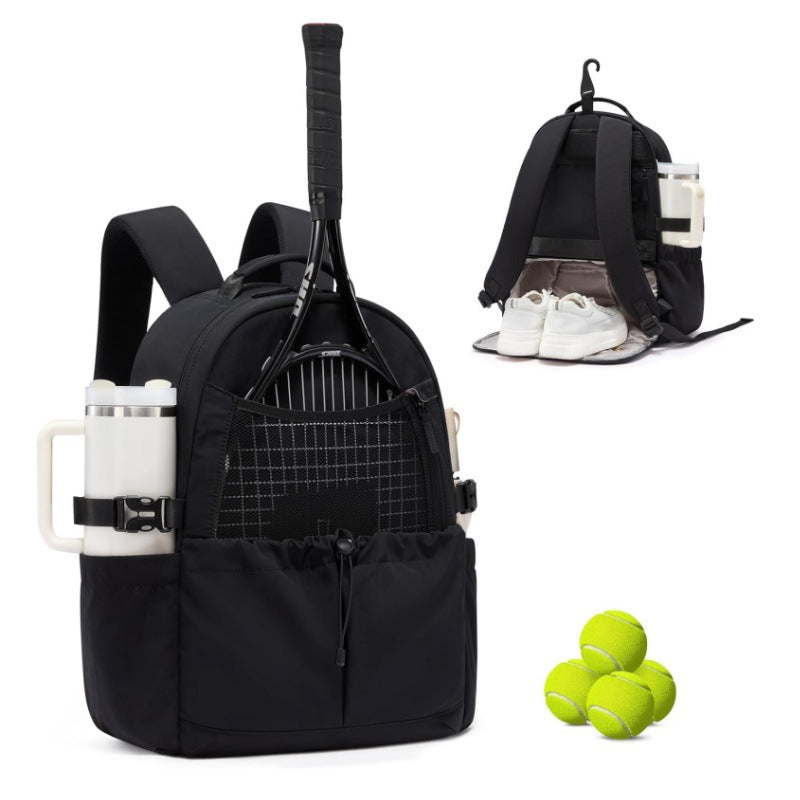 Sport backpack with integrated shoe compartment and bottle holder