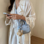 Women's mini handbag with detachable plush charm