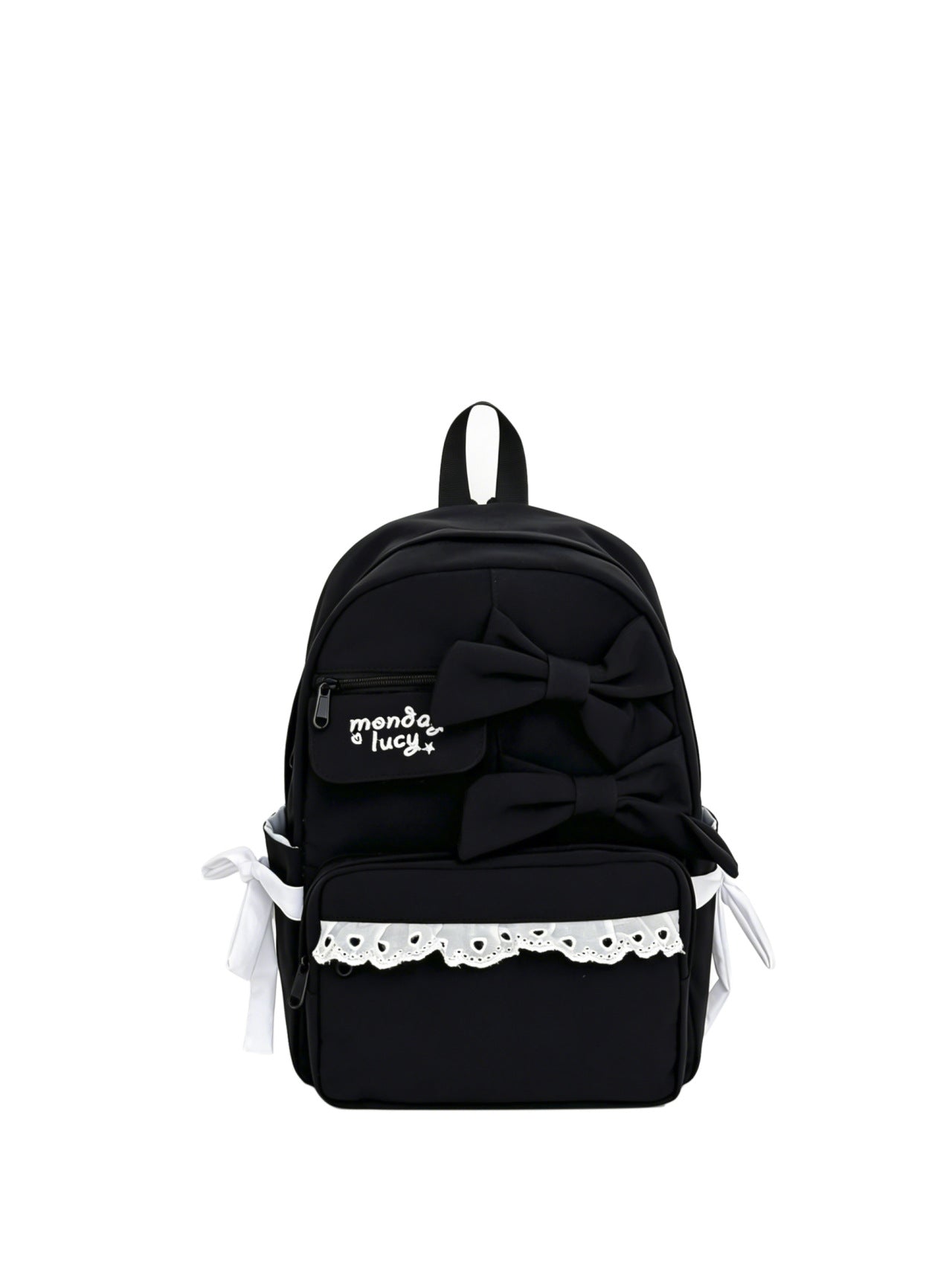 Cute Bow-Accent School Backpack-https://detail.1688.com/offer/1061421073186.html-Calm Wears-Black-Calm Wears