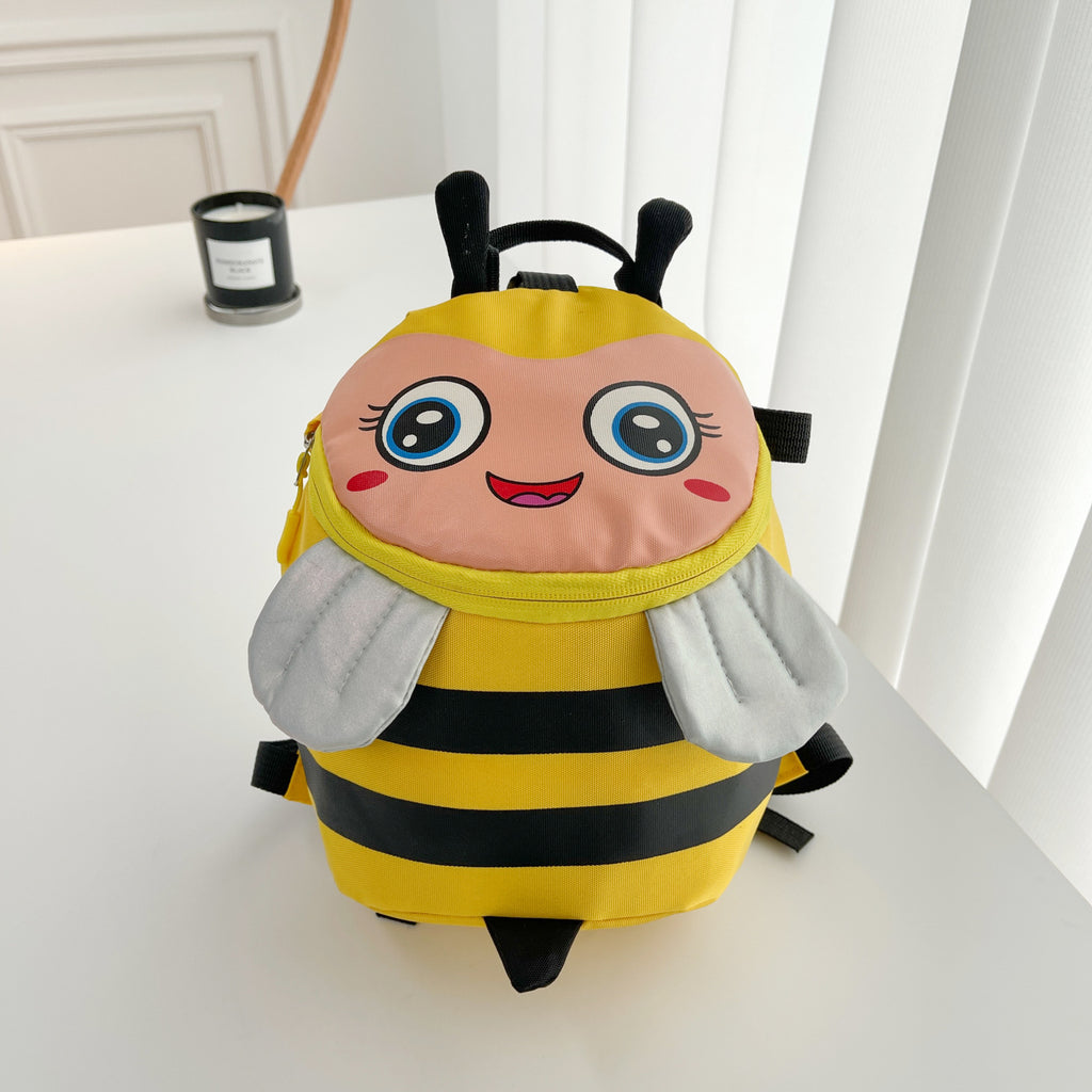 Plush backpack with bee motif and practical compartments