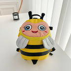 Plush backpack with bee motif and practical compartments