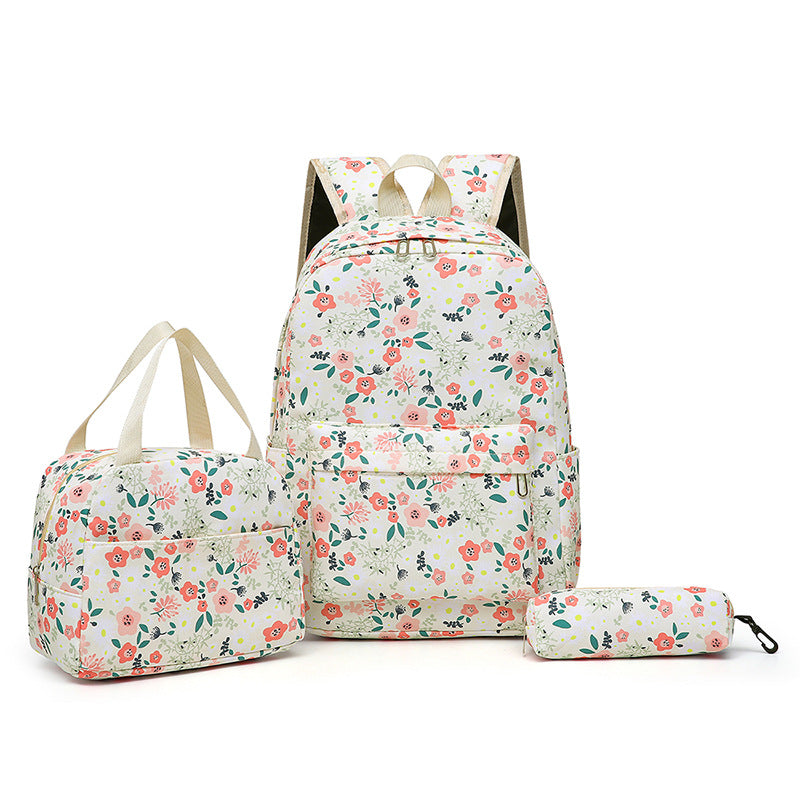Backpack set with unique floral design and practical compartments