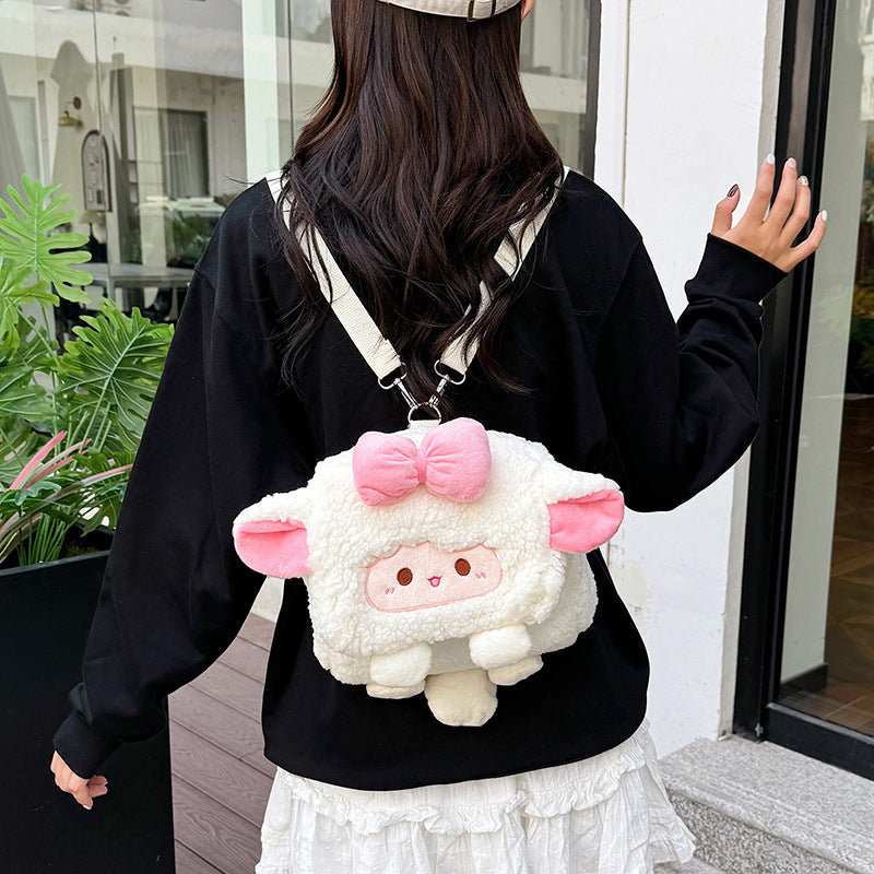 Plush backpack with animal character design