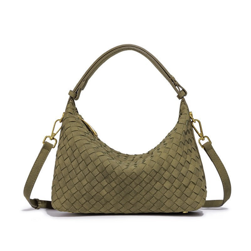 Woven Suede Hobo Bag