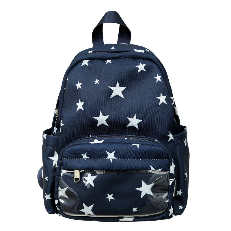 Star-Print Multi-Pocket Backpack