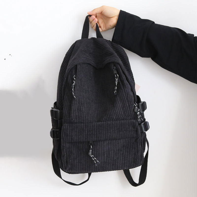 Cord-Backpack with Functional Zipper Pockets and Adjustable Shoulder Straps