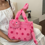 Plush shoulder bag with animal motif