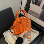 Crocodile-Embossed Mini Satchel Bag
