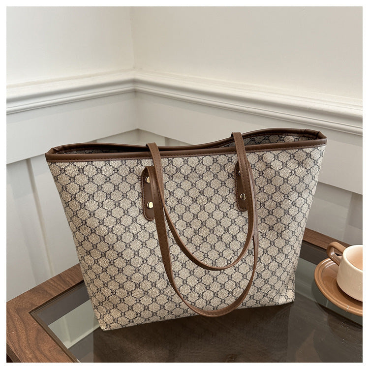 Ladies elegant tote bag with geometric pattern-https://detail.1688.com/offer/999218311520.html-Calm Wears-Khaki-nothing-Calm Wears