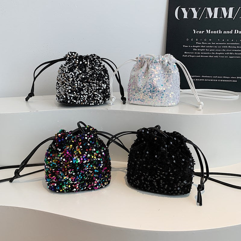 Glittery Sequin Drawstring Mini Bag