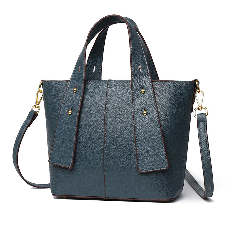 Textured Vegan Leather Multi-Pocket Tote