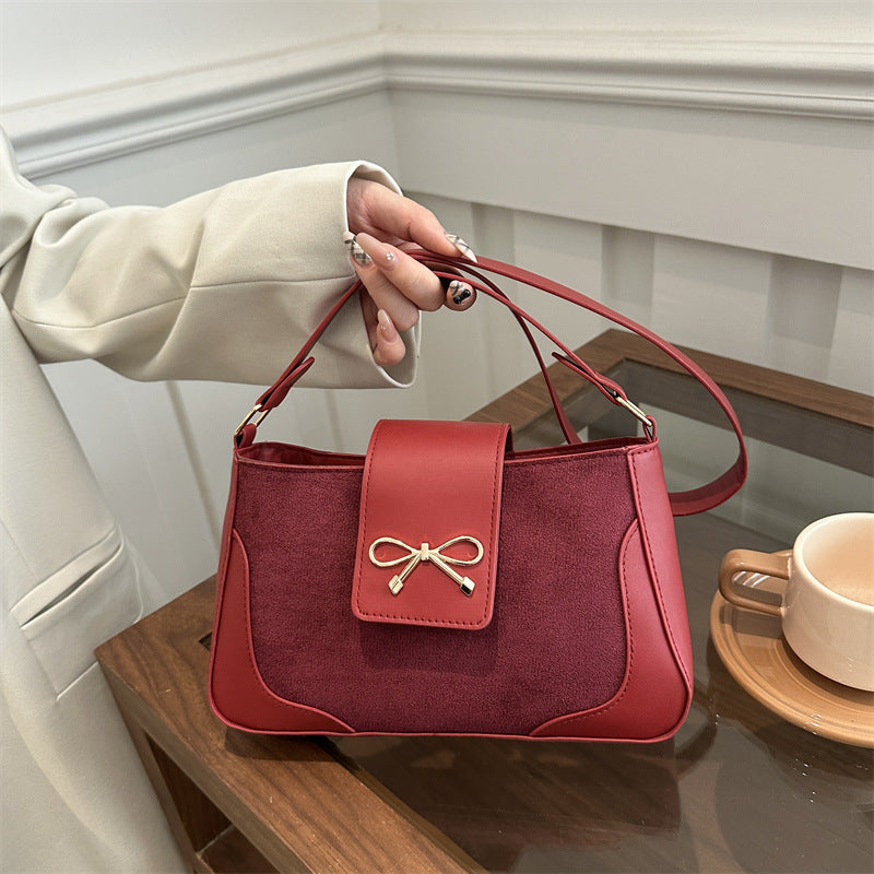 Stylish Faux Suede Handbag
