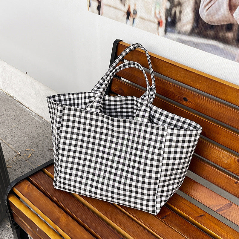 Stylish Checked Utility Tote Bag