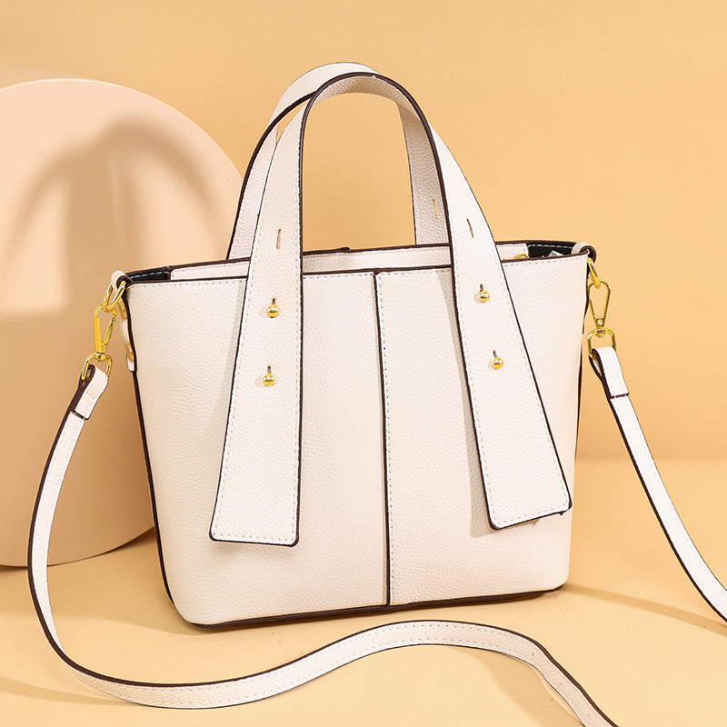 Textured Vegan Leather Multi-Pocket Tote