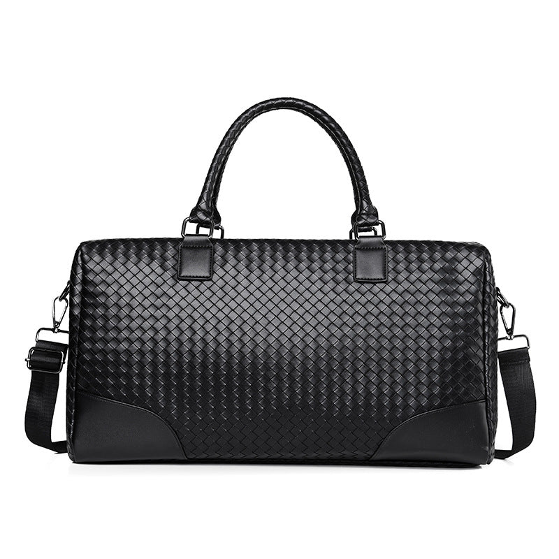 Premium Woven Leather Weekender Bag