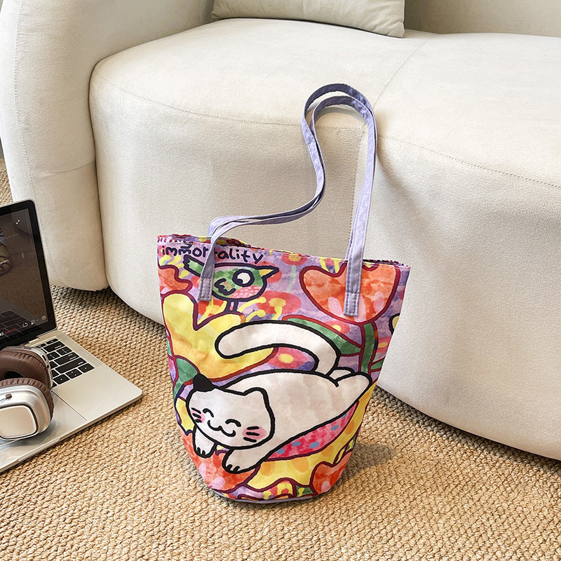 Fun Artistic Cat-Themed Tote Bag